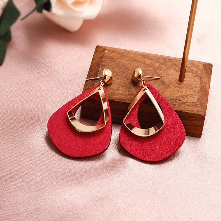 Women Geometric Round Heart Gold Earring