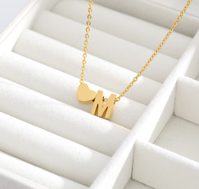 Letter Heart Initial Necklaces