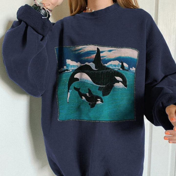 HipHop High Street Women Ocean Animal Whale Hoodies