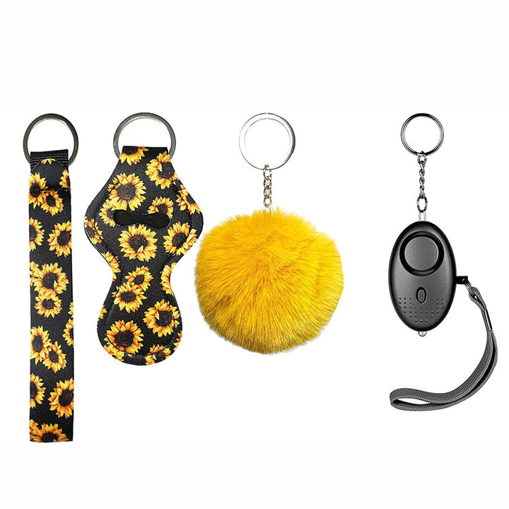 4Pcs Self Defense Ring Keychain For Women Alarm Tactical Pen