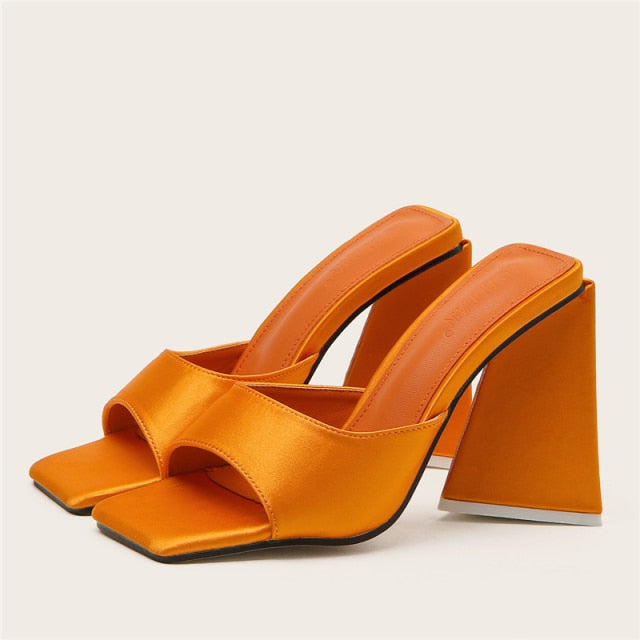 Women Design 11cm High Heels Slides Mules