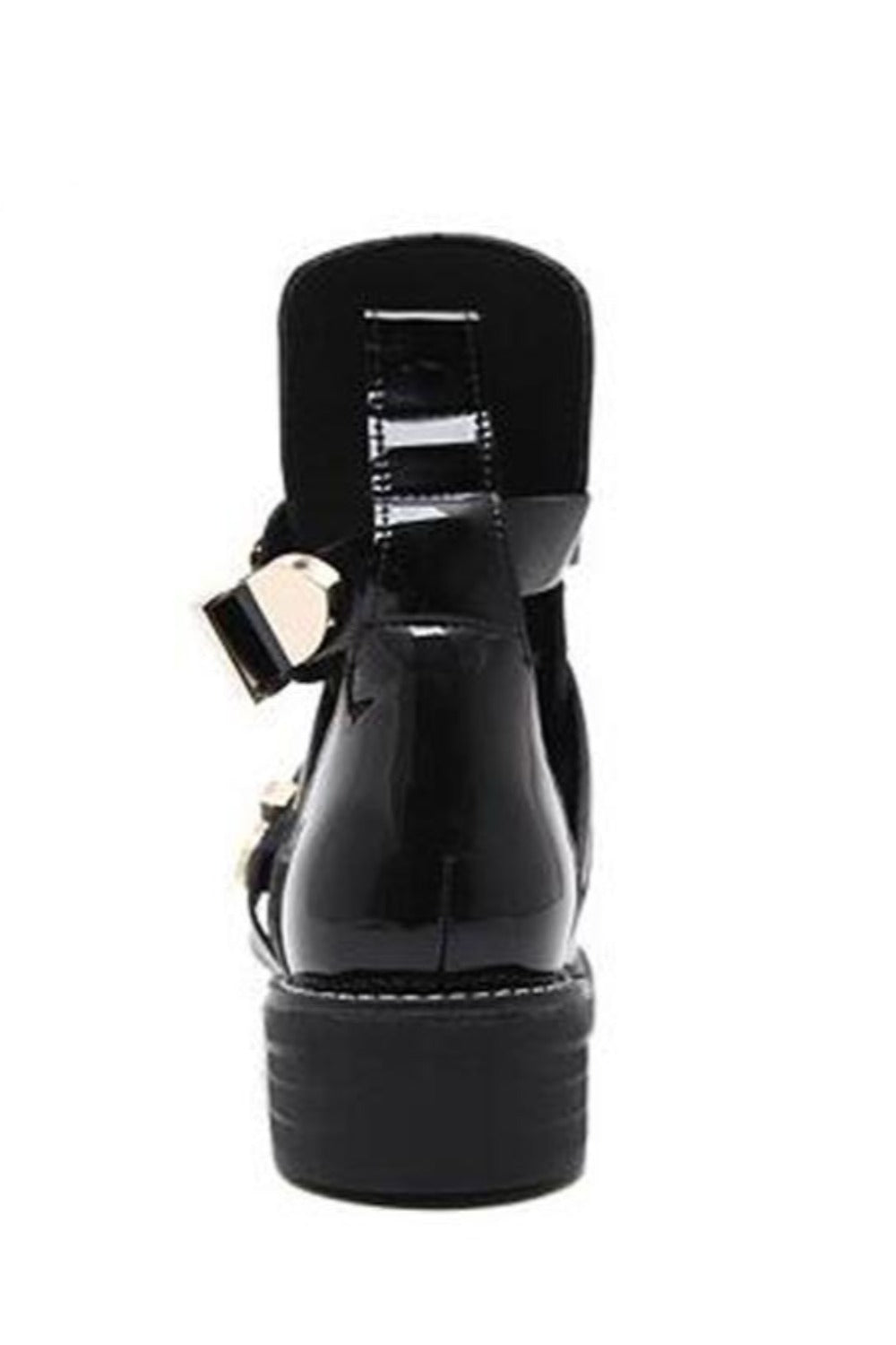 Cut Out Metal Buckle Strap Ankle Boots