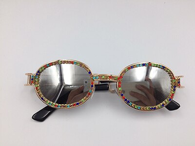 Diamond Sunglasses Women Steampunk Multicolor Rhinestone Shades UV400 Oculos