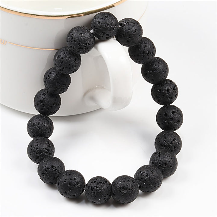 Natural Volcanic Stone Beads Bracelets Black Lava Bracelet