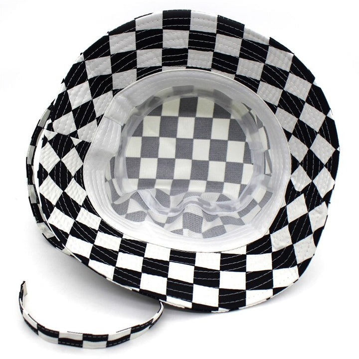 Minhui Black White Plaid Bucket Hats