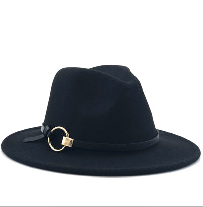 Wool Fedora Hat Hawkins Felt Cap Wide Brim Ladies Trilby Chapeu Feminino Hat