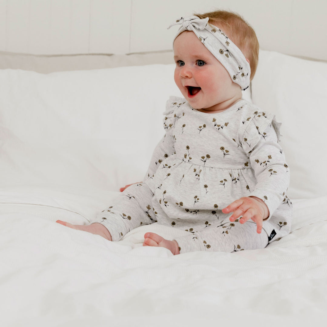 Organic Cotton Tunic And Pant Set Printed Small Flowers