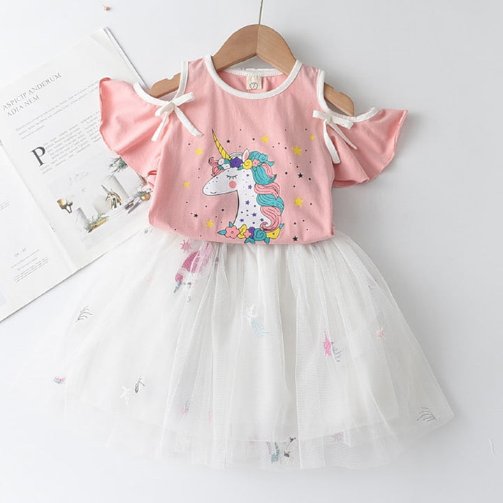 Toddler Kids Baby Girl Print White Blouse Polka Dot Skirts