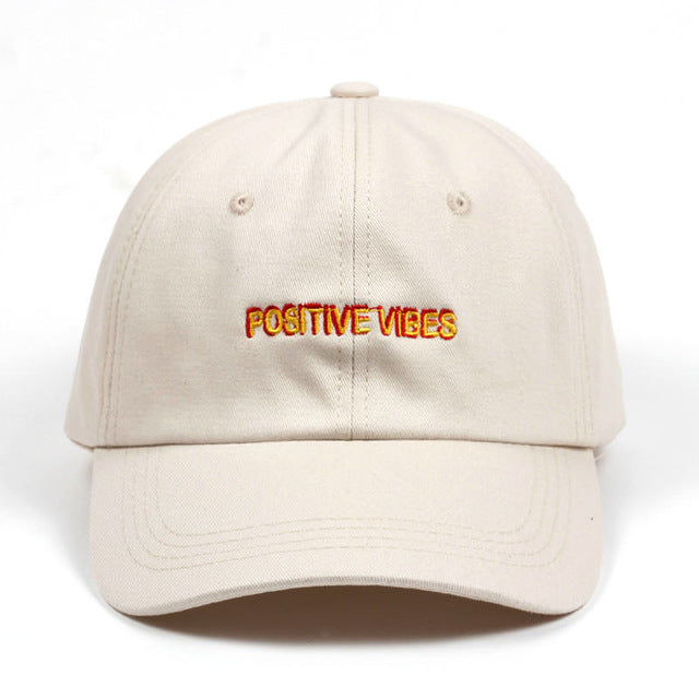 New Positive Vibes Cotton Embroidery Baseball Cap