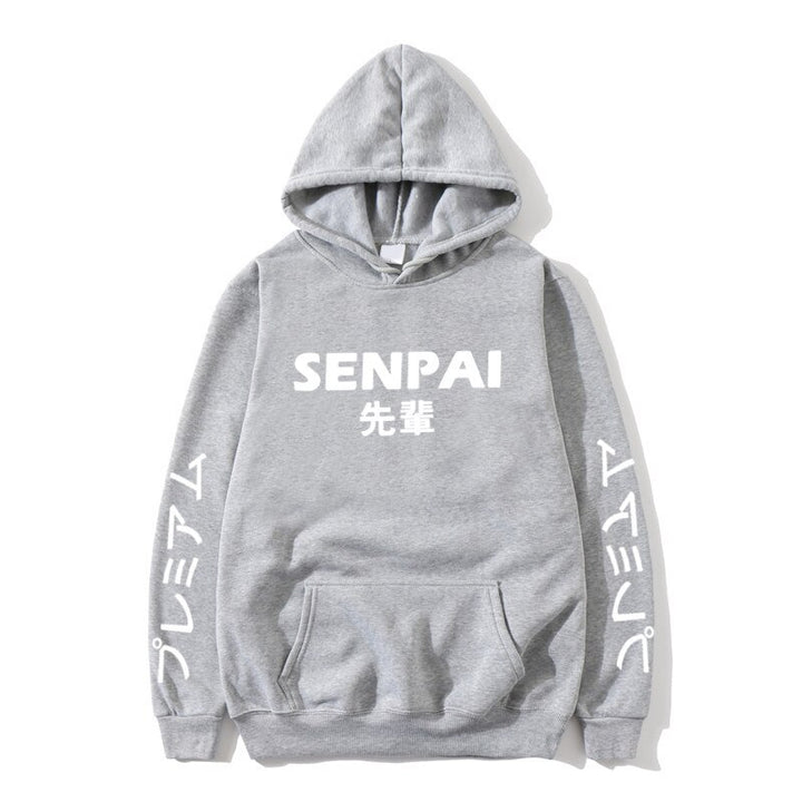 Winter Anime Senpai Design Print Fleece Hoodies Sweatshirts