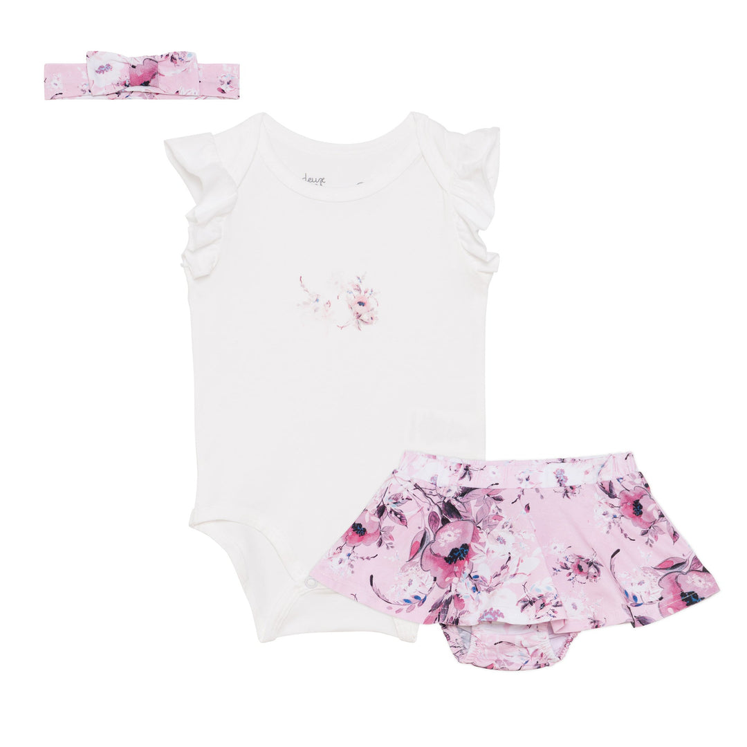Organic Cotton Bodysuit and Bloomer Set Floral Pink