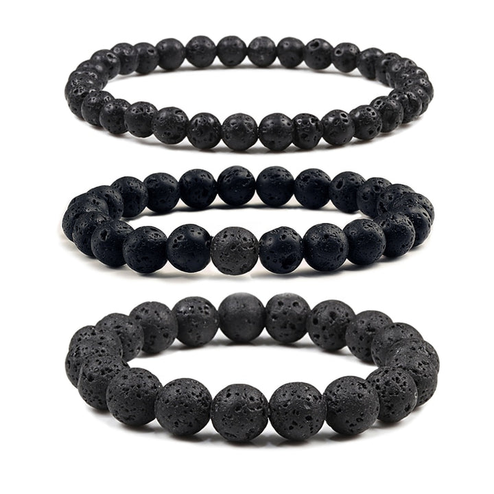 Natural Volcanic Stone Beads Bracelets Black Lava Bracelet