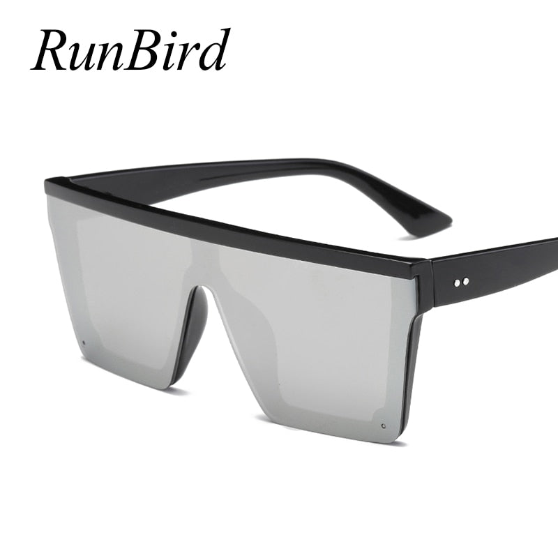 RunBird Brand Fashion Black One Piece Sunglasses Men