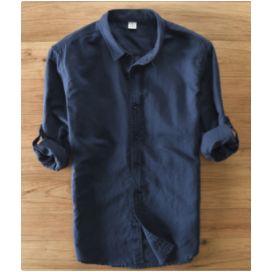 100% Pure Linen Long-Sleeved Shirt Men