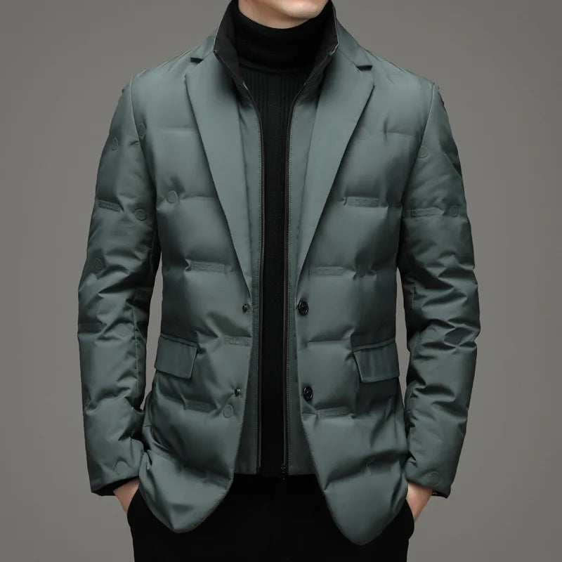Men's Winter Fake Two-piece Warm Blazer