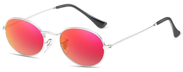 Small Oval Mirror Sunglasses For Women Pink Luxury
