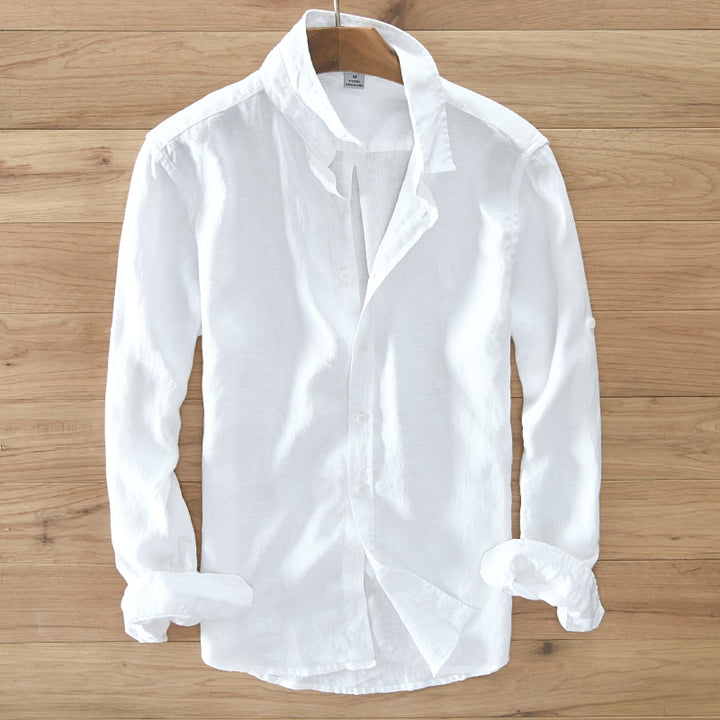 100% Pure Linen Long-Sleeved Shirt Men