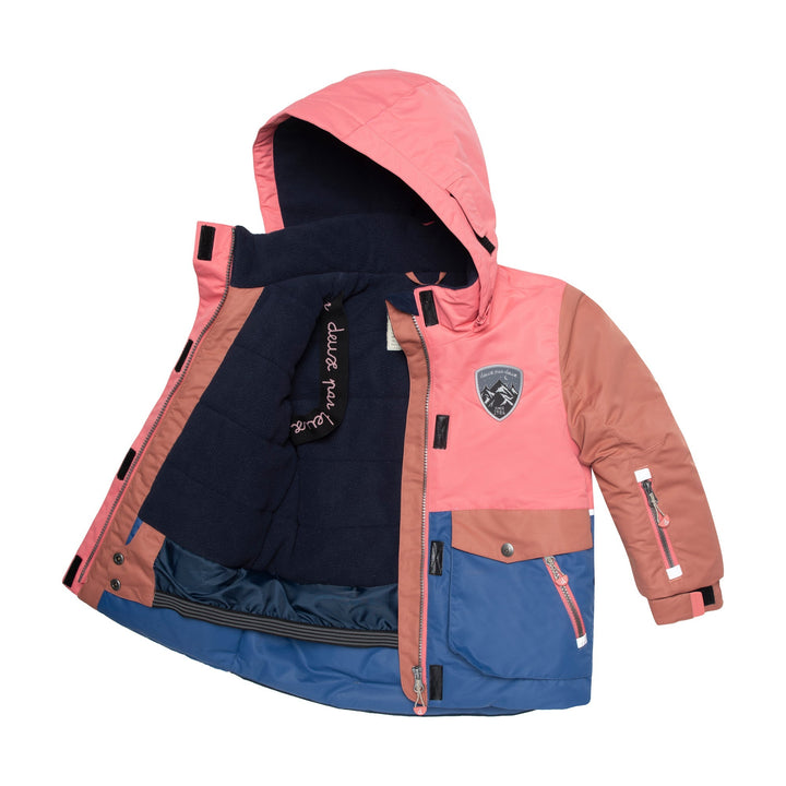 Two Piece Snowsuit Colorblock Jacket With Printed Pant