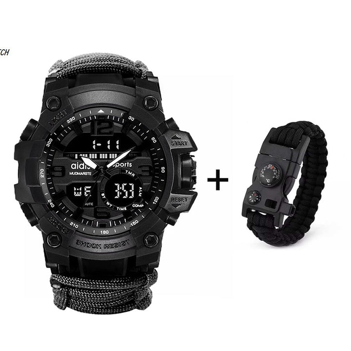 LED Military Watch With Compass 30M Waterproof Men's Sports Watch