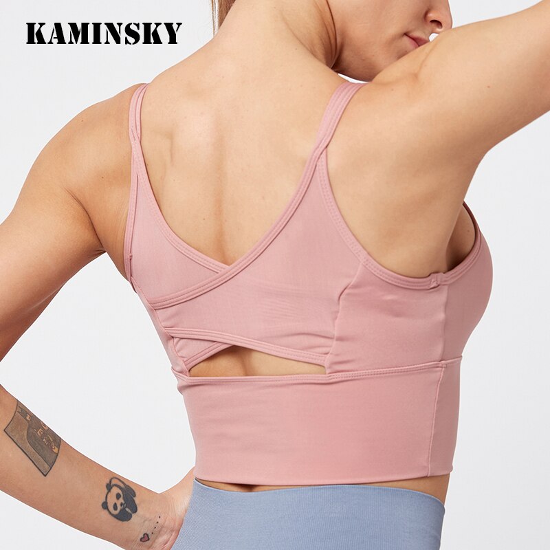 Kaminsky Nylon Mesh Fitness Bra Cross Beauty Back Sports