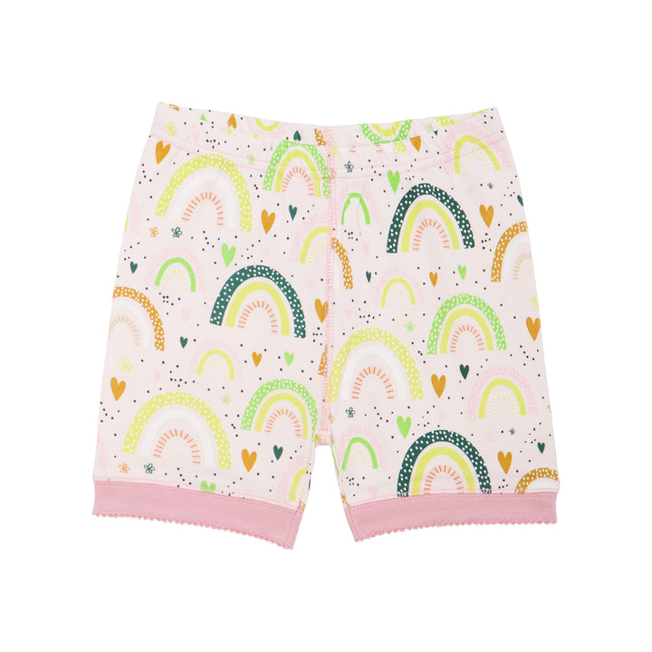 Organic Cotton Two Piece Pajama Set Light Pink Rainbow Print
