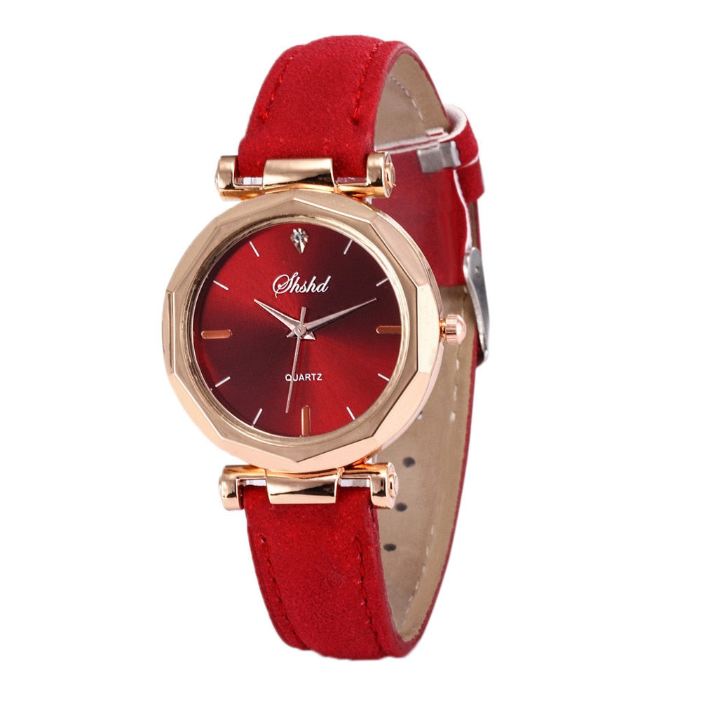 Fashion Women Leather Casual Watch Luxury Analog Quartz Crystal Wristwatch