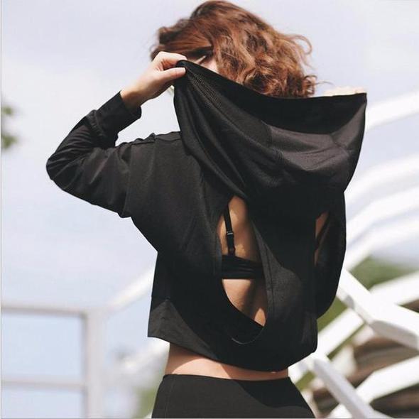 Long Sleeve Crop Hooded Mesh Pull Over