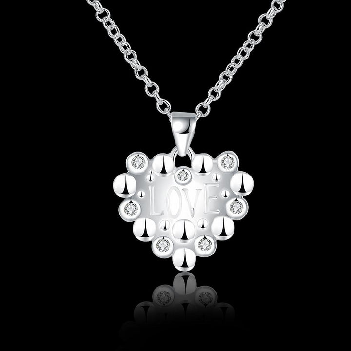 Heart Diamond Cut Necklace In 18K White Gold Plated