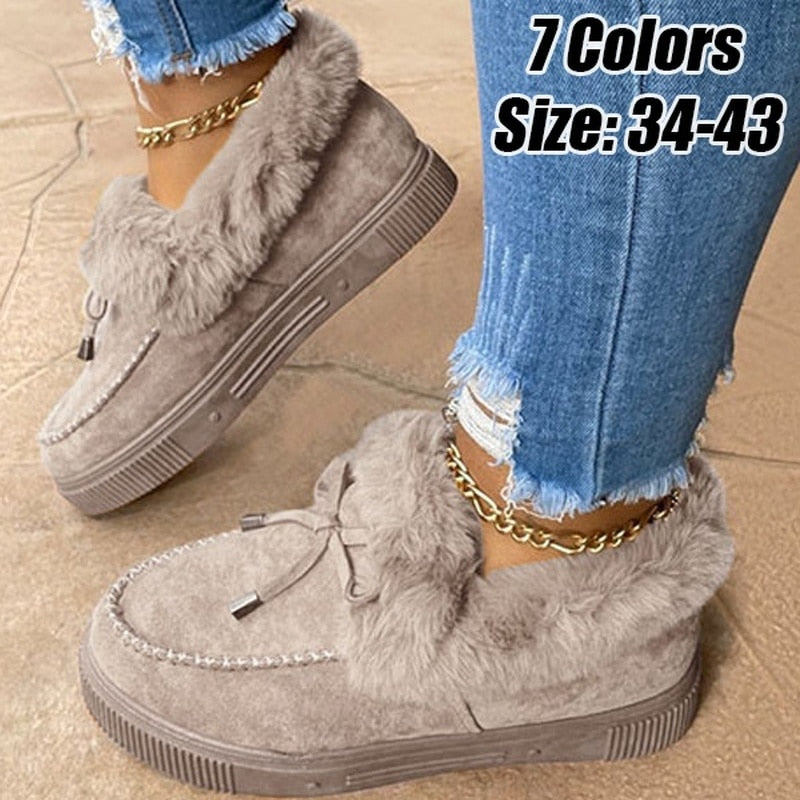 Women Winter Ankle Boots Suede Leather Snow Boots
