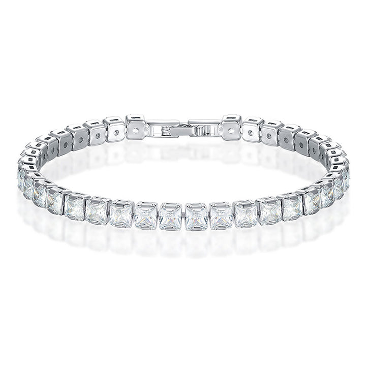 UMODE 0.25ct Clear Square Cubic Zirconia Tennis Bracelet for Men Women