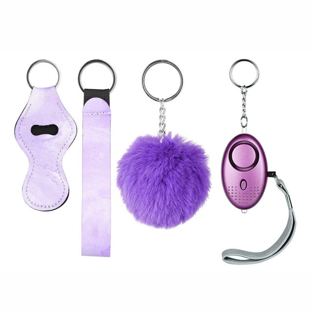 4Pcs Self Defense Ring Keychain For Women Alarm Tactical Pen