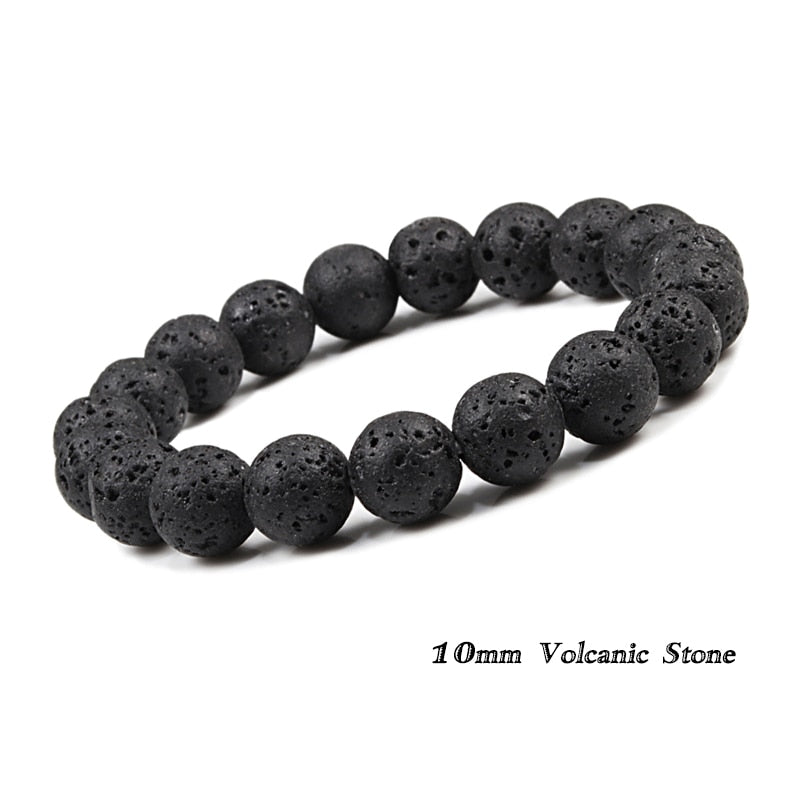 Natural Volcanic Stone Beads Bracelets Black Lava Bracelet