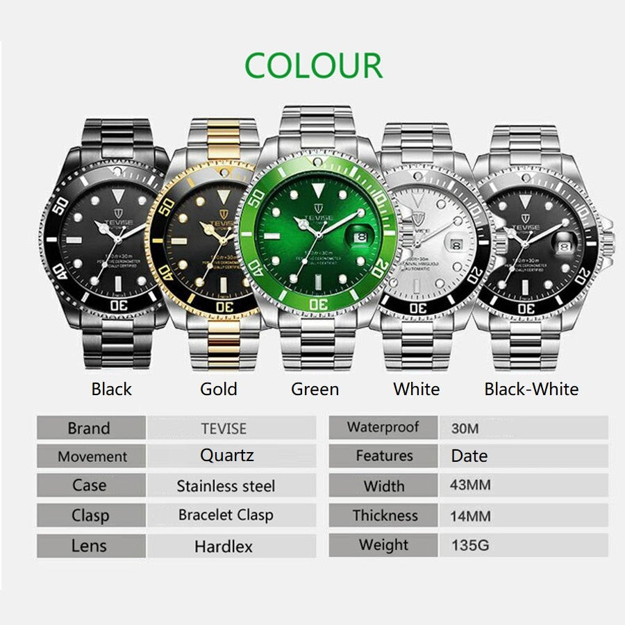 TEVISE Fashion Mens Watches