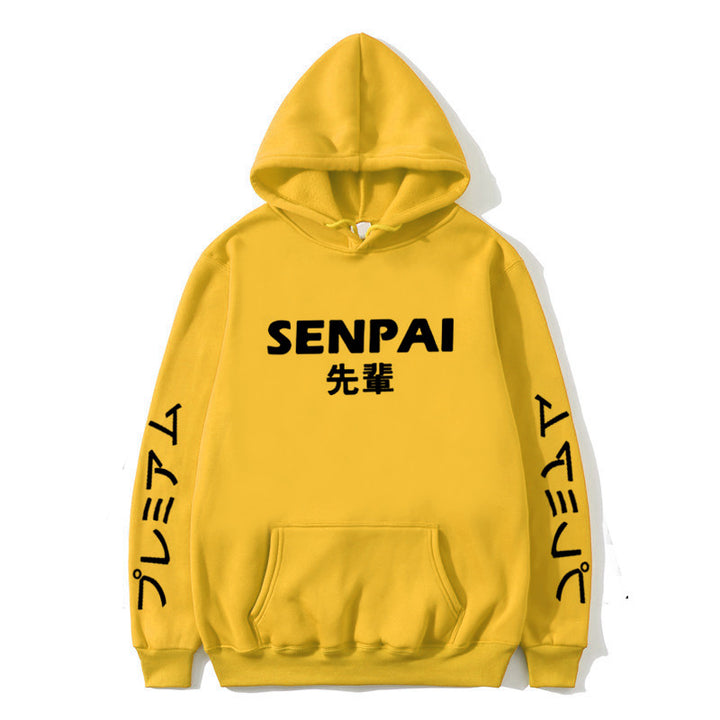 Winter Anime Senpai Design Print Fleece Hoodies Sweatshirts