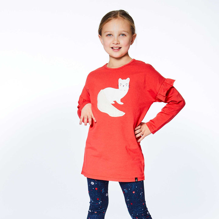 Long Sleeve Tunic With Frill Red
