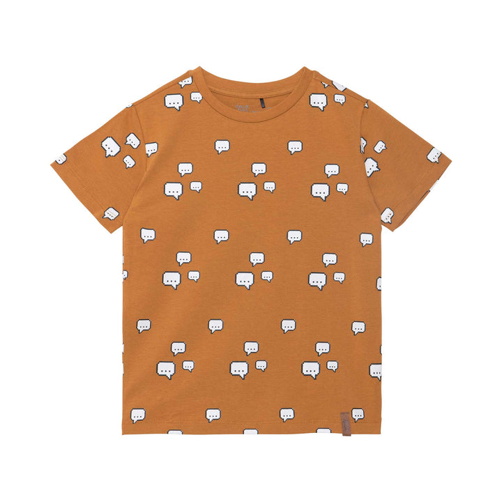 Printed Cotton Jersey Top Golden Brown