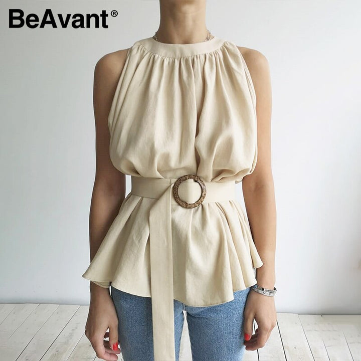 BeAvant High Waist Belt Tie Fashion Camisole Tops