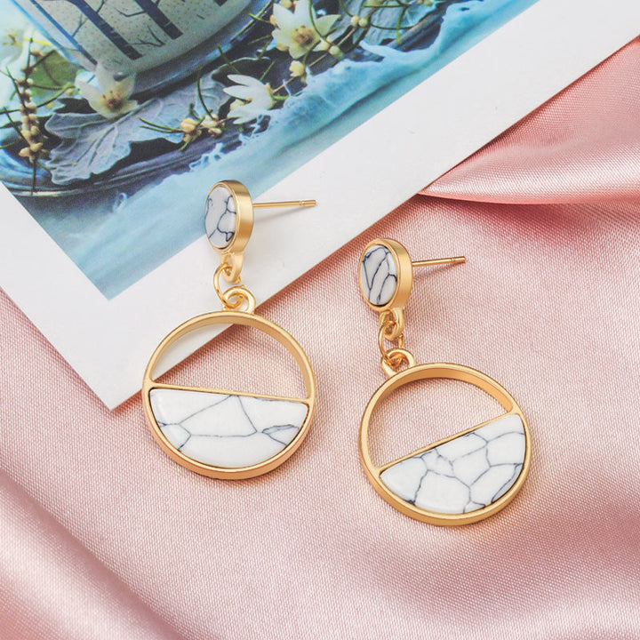 Women Geometric Round Heart Gold Earring