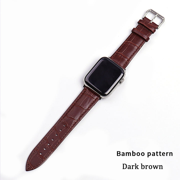 Men's Brown Leather Band Loop Strap For Apple Watch