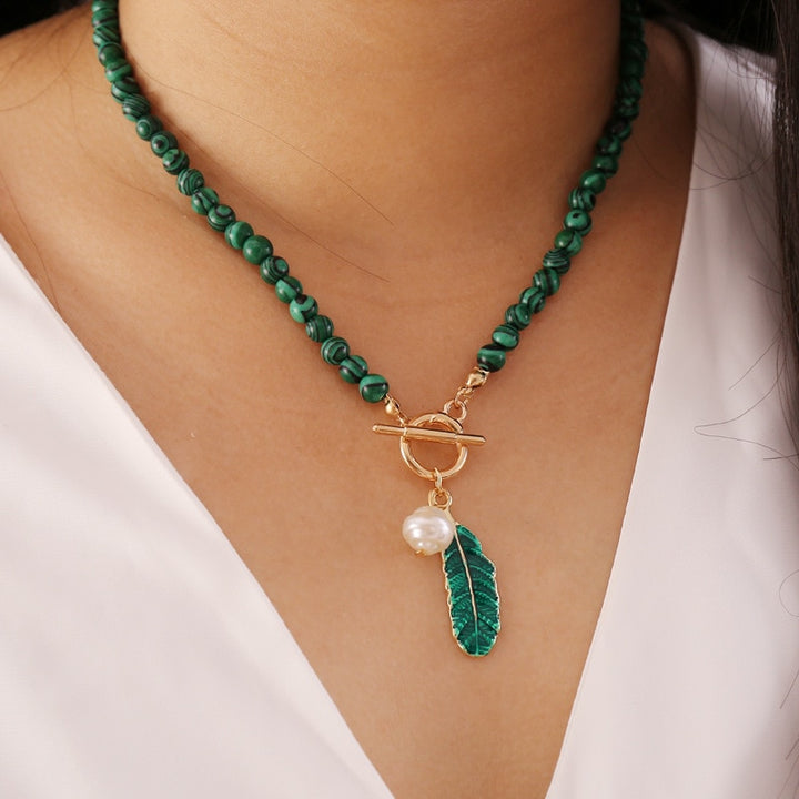 Spirit of Nature Malachite Pearl Necklace and Bracelet
