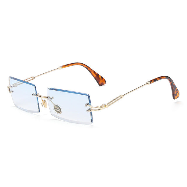 Rimless Small Rectangle Sunglasses UV400 Eyewear