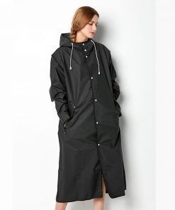 Black Waterproof Jacket - Long Rain Jacket