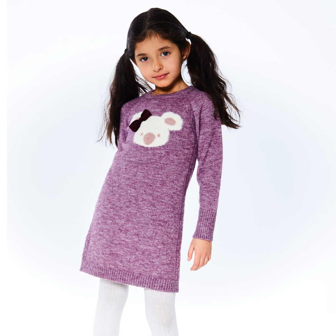Long Sleeve Knitted Dress With Applique