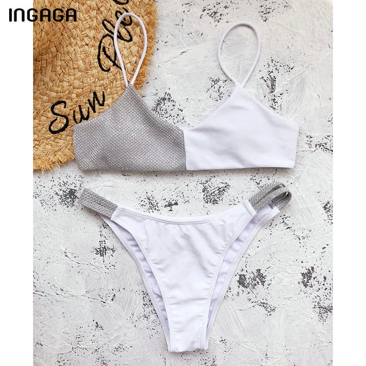 INGAGA Shiny Swimwear Bikini Women's Swimsuits