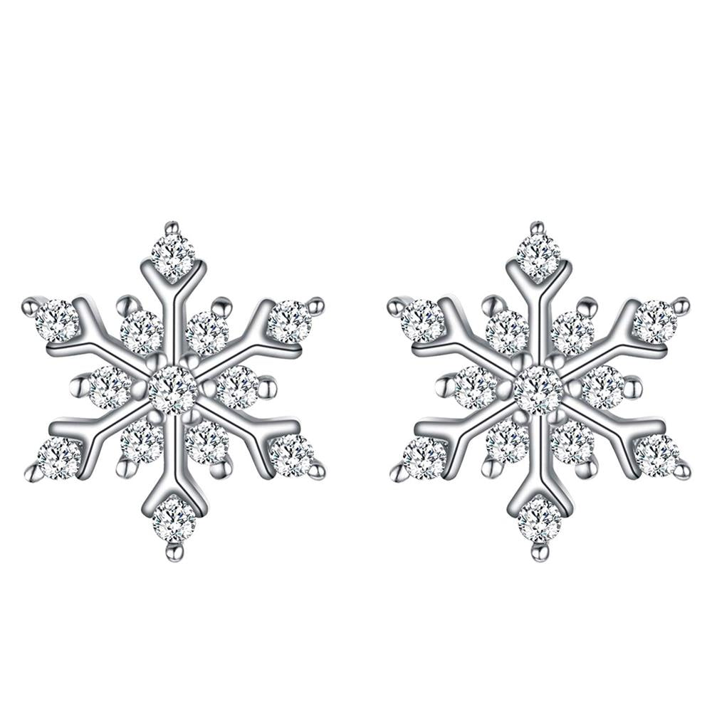 Snowflake for Winter Pae Stud Earrings in 18K White Gold Filled