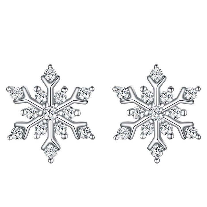 Snowflake for Winter Pae Stud Earrings in 18K White Gold Filled