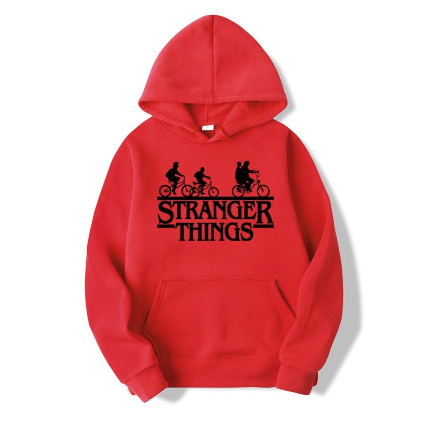 Unisex Trendy Faces Stranger Things Hooded Hoodies and Sweatshirts Oversized