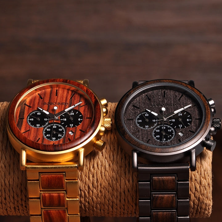 BOBO BIRD Gold Watch Men Luxury Brand Wooden Wristwatches