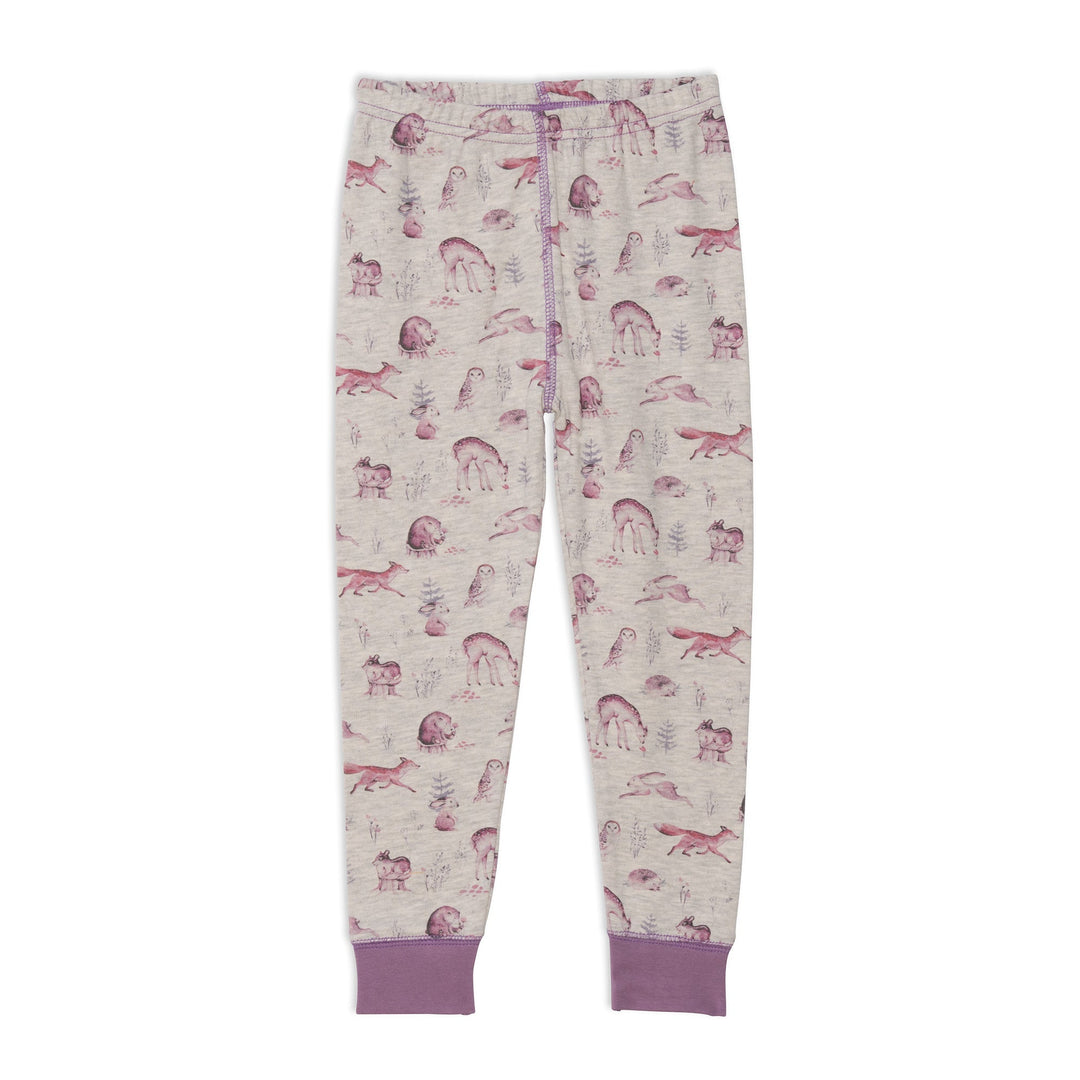 Organic Cotton Two Piece Printed Pajama Set With Forest Animals