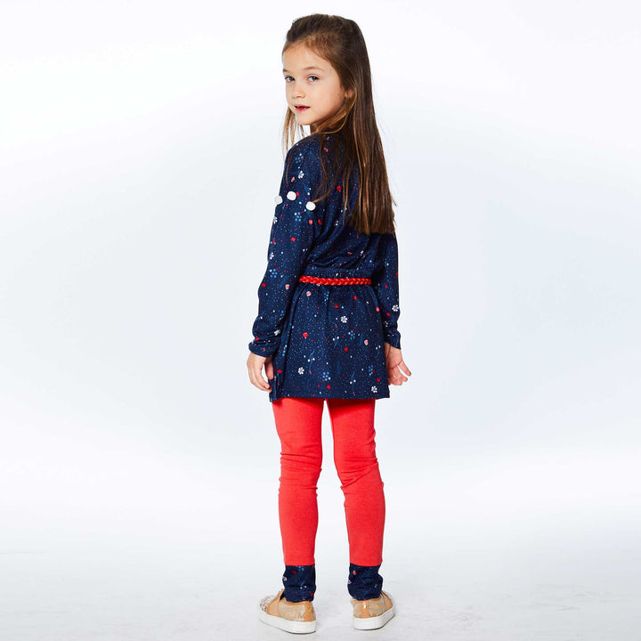 Cut And Sew Cotton Legging Red And Navy